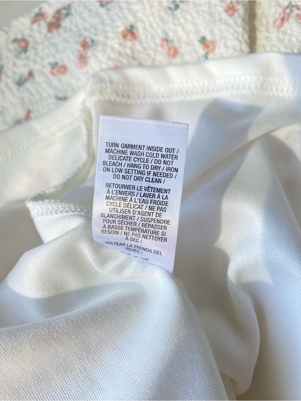 NWT Ardene White Floral Puff Sleeve Smocked Midi Dress Cottagecore Size M - Picture 11 of 15